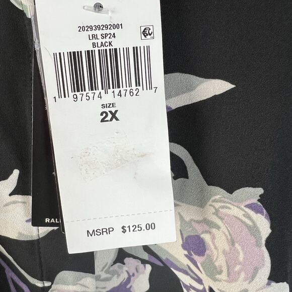 Lauren Ralph Lauren Shirt Womens Plus 2X Black Floral Long Sleeve Button Up NWT - Picture 5 of 9